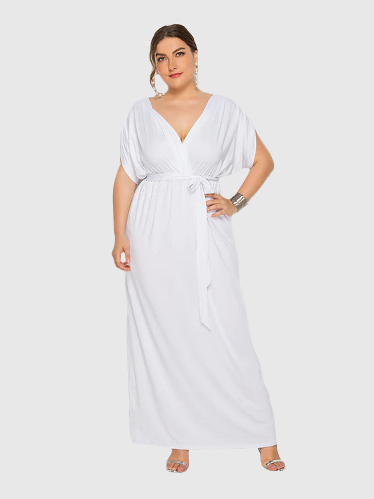 VIP Plus Dolman Sleeve Wrap Maxi Party Dress