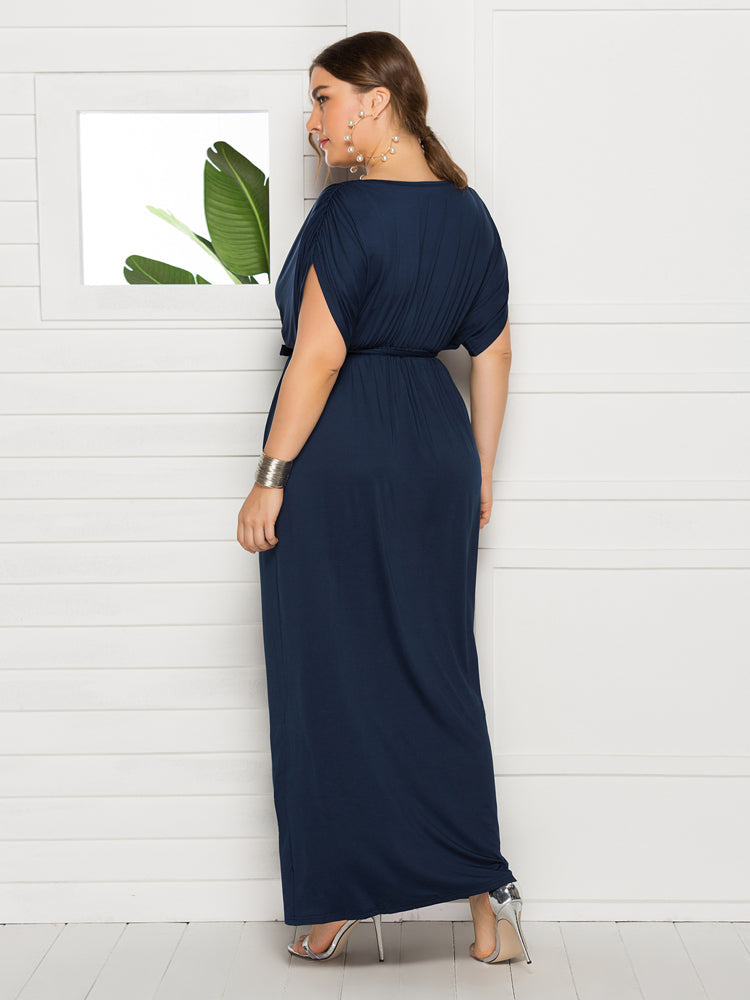 VIP Plus Dolman Sleeve Wrap Maxi Party Dress