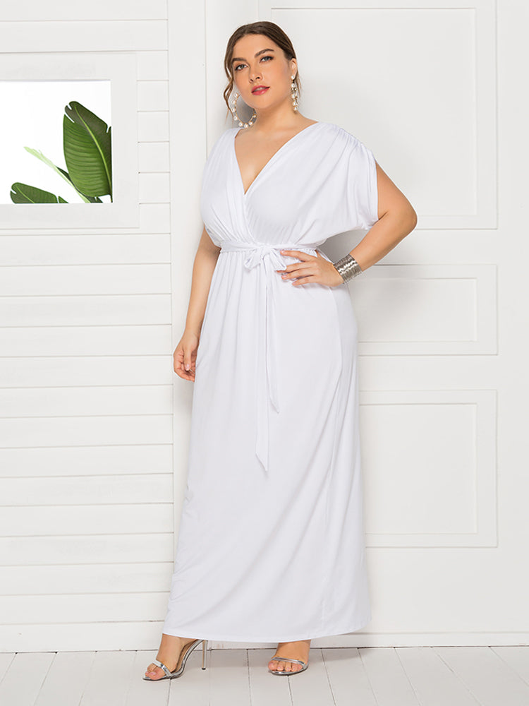 VIP Plus Dolman Sleeve Wrap Maxi Party Dress