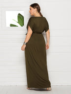 VIP Plus Dolman Sleeve Wrap Maxi Party Dress