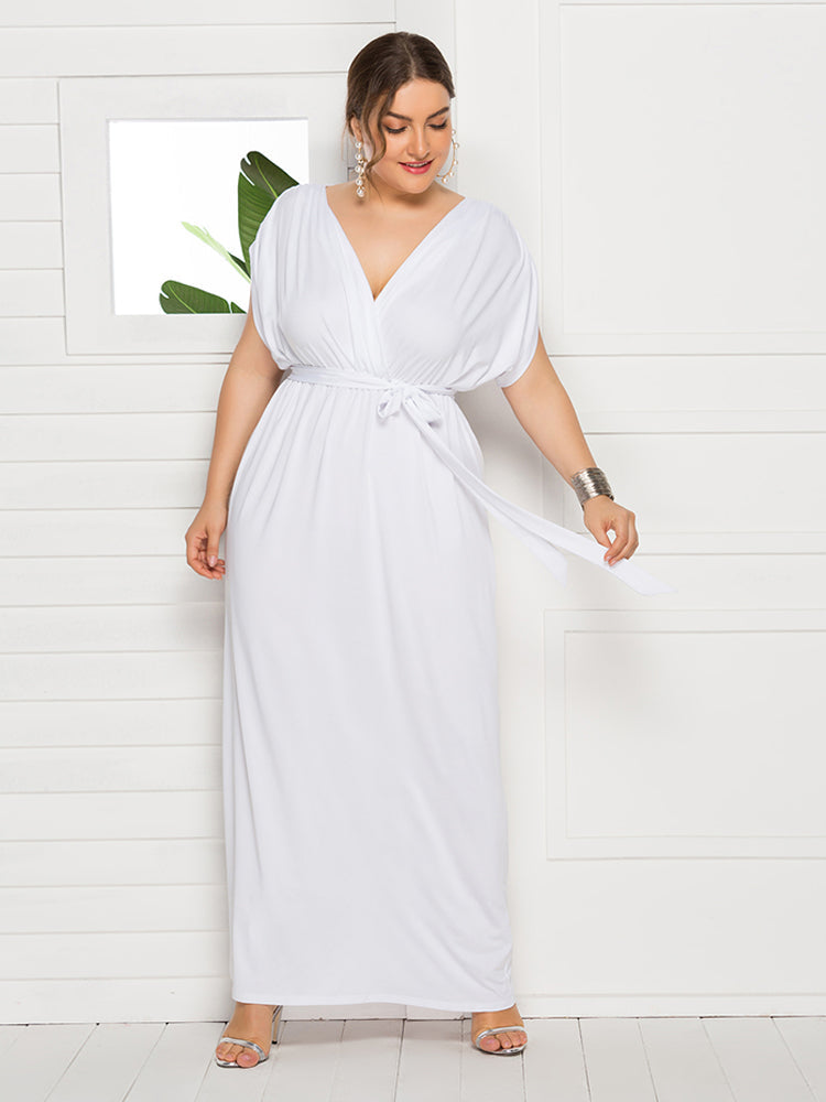 VIP Plus Dolman Sleeve Wrap Maxi Party Dress