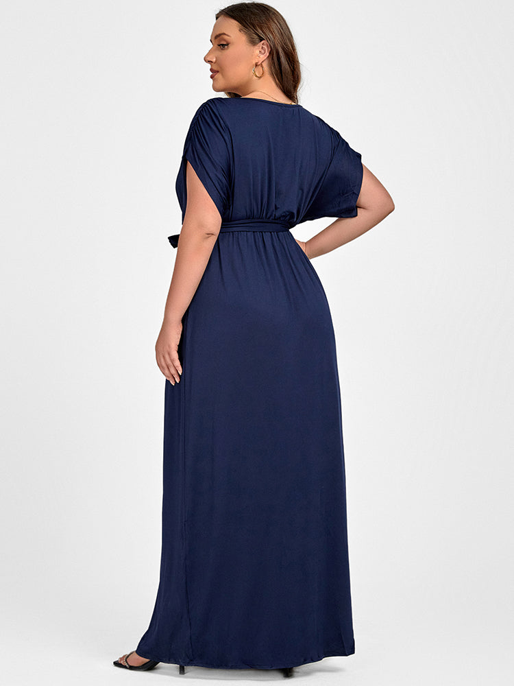 VIP Plus Dolman Sleeve Wrap Maxi Party Dress