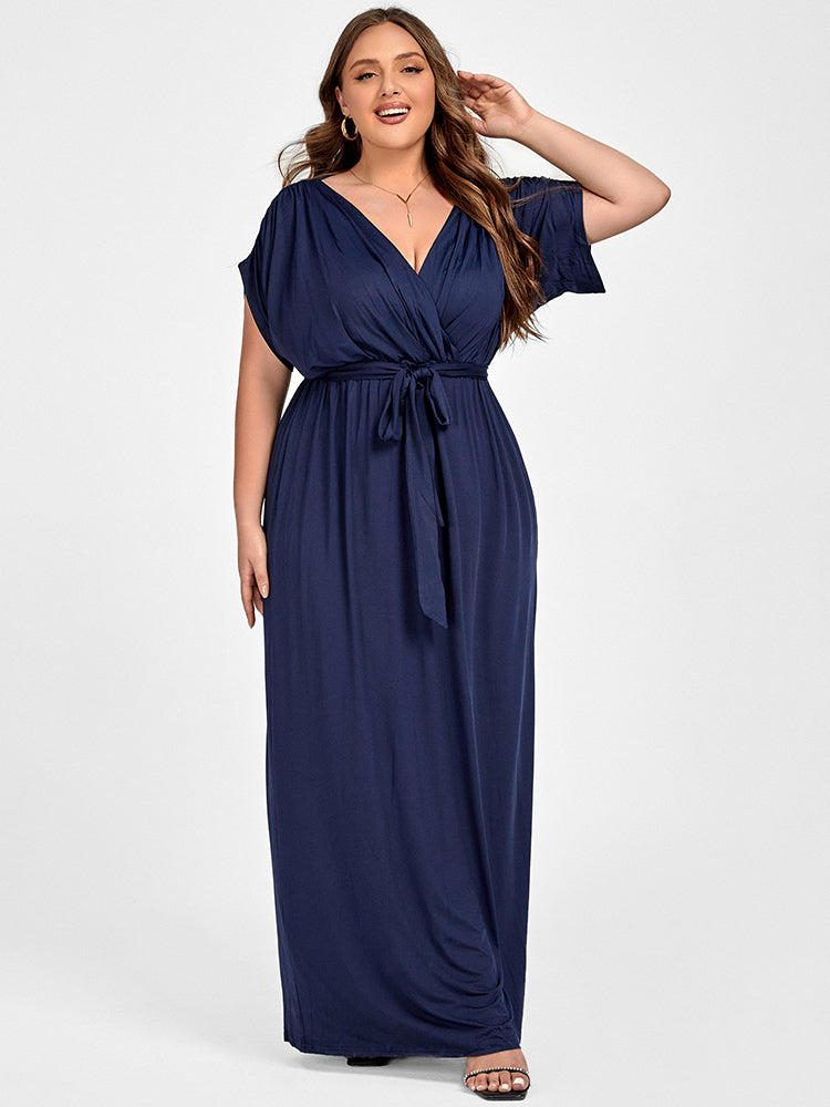 VIP Plus Dolman Sleeve Wrap Maxi Party Dress
