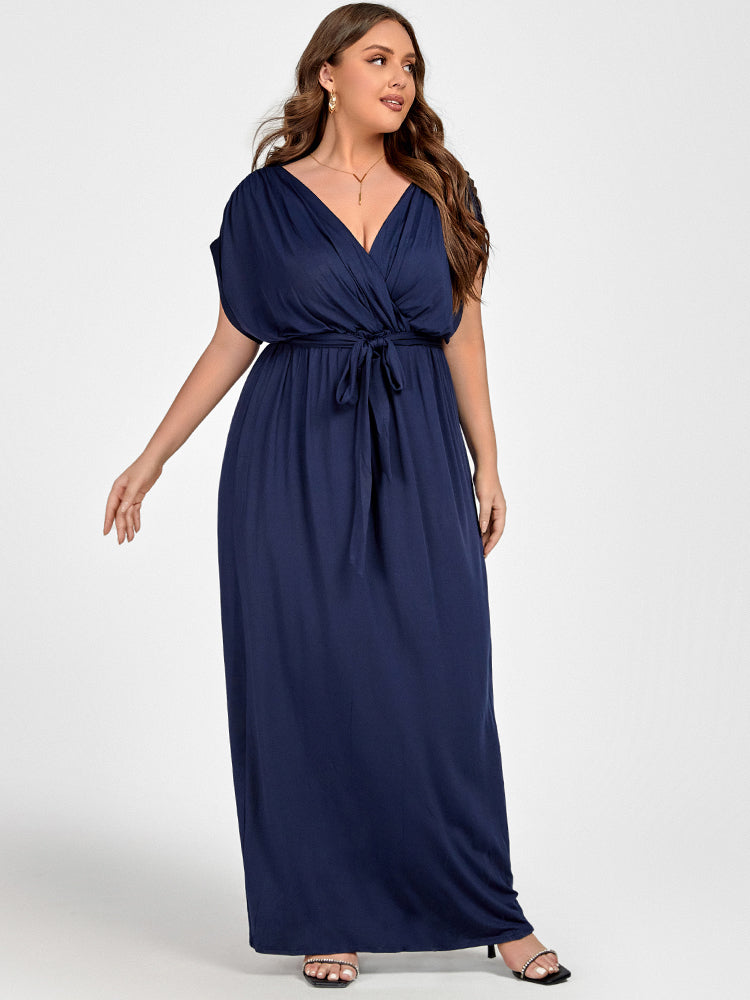 VIP Plus Dolman Sleeve Wrap Maxi Party Dress