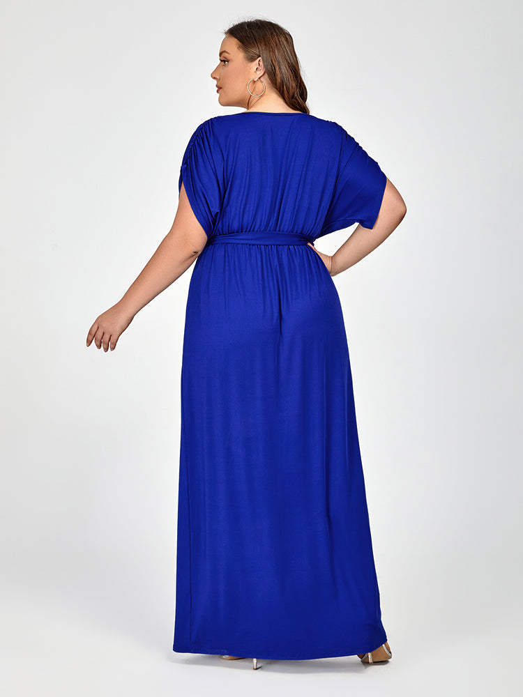 VIP Plus Dolman Sleeve Wrap Maxi Party Dress