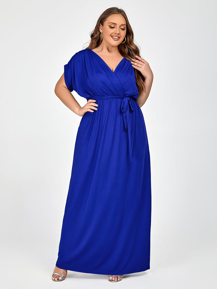 VIP Plus Dolman Sleeve Wrap Maxi Party Dress