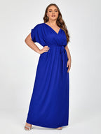 VIP Plus Dolman Sleeve Wrap Maxi Party Dress