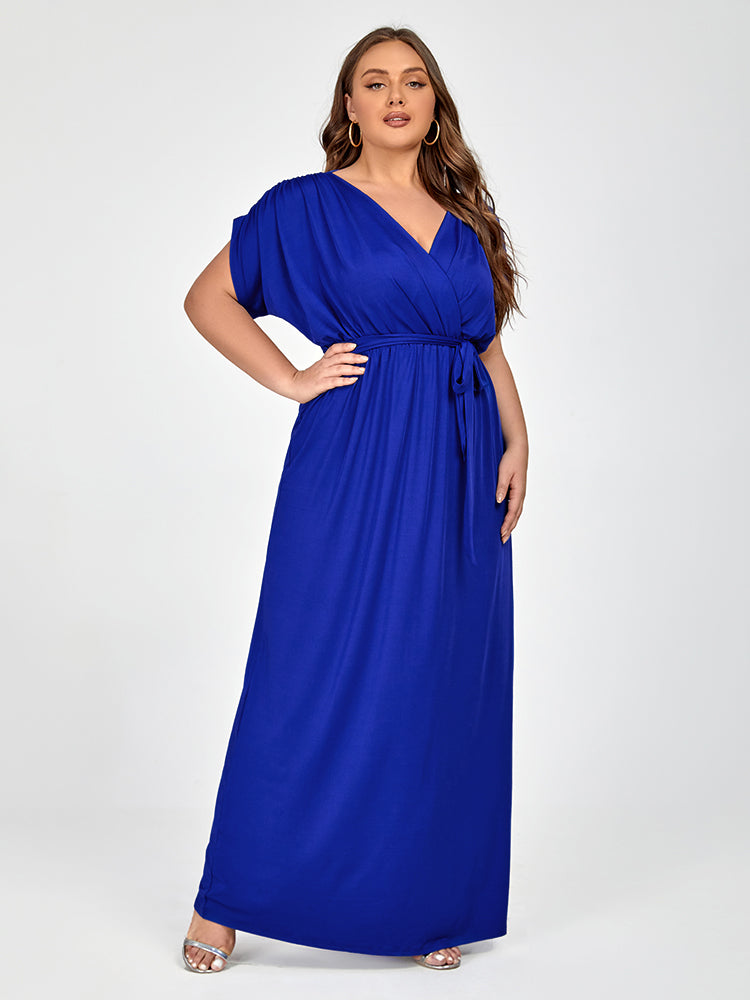 VIP Plus Dolman Sleeve Wrap Maxi Party Dress