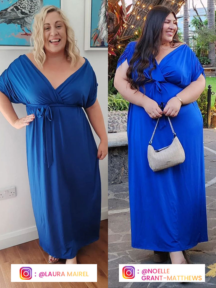 VIP Plus Dolman Sleeve Wrap Maxi Party Dress