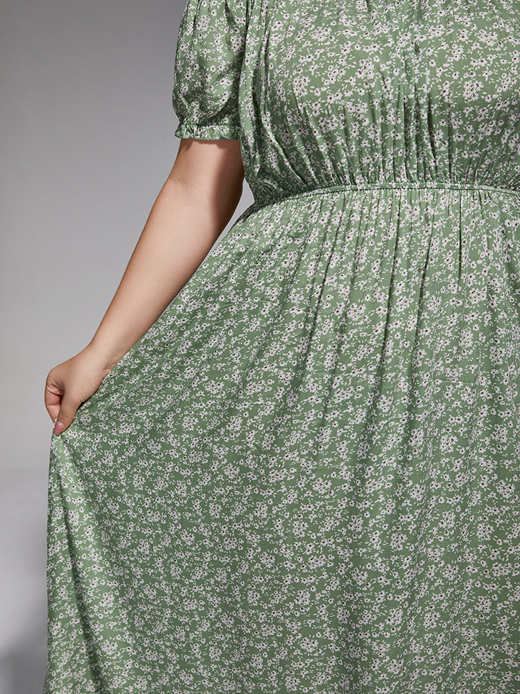 VIP Plus Sage Green Floral Off-Shoulder Maxi Dress