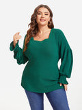 Solid Square Neck Flounce Sleeve Tee