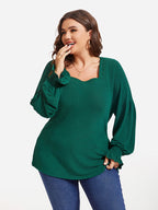 Solid Square Neck Flounce Sleeve Tee