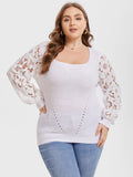 VIP Contrast Lace Ribbed Knit Tee