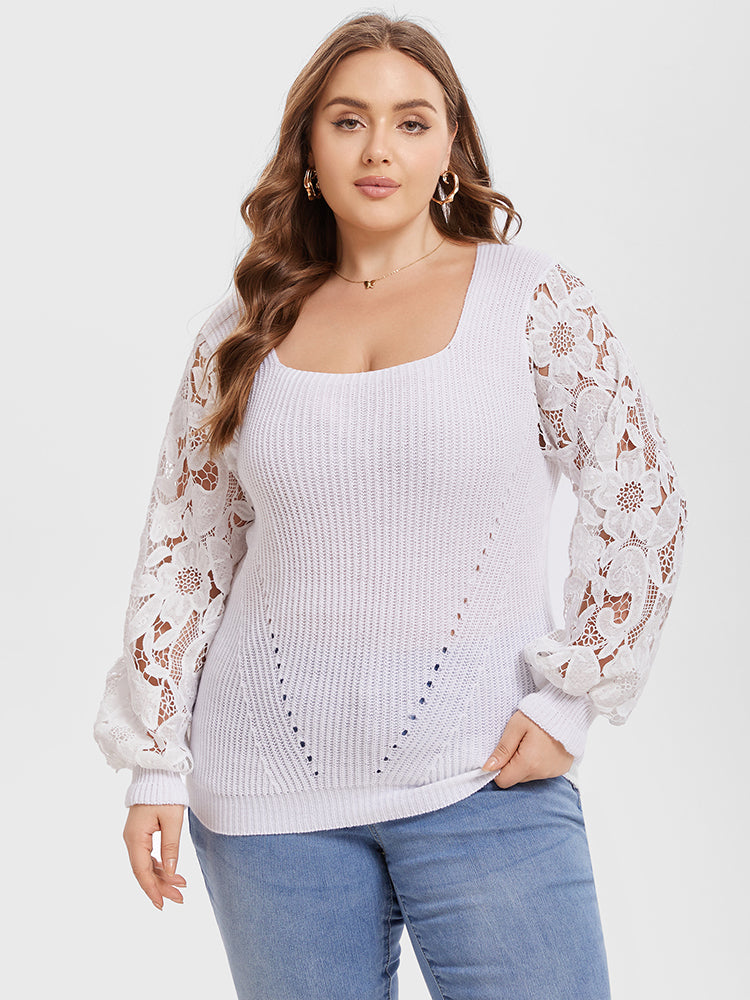 VIP Contrast Lace Ribbed Knit Tee