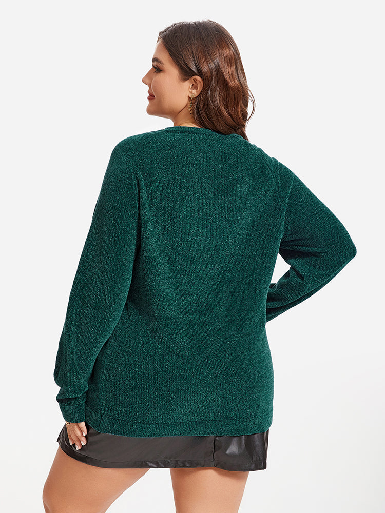 Button Detail Raglan Sleeve Sweater