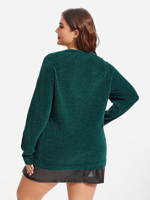 Button Detail Raglan Sleeve Sweater