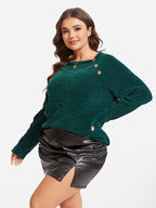 Button Detail Raglan Sleeve Sweater