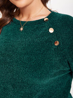 Button Detail Raglan Sleeve Sweater