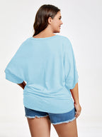 VIP Plus Plain Ruched Batwing Sleeve Tee