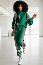 Plus Size Daily Red Striped Hooded Long Sleeve Ruched Casual Sweatshirts
