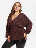 Batwing Sleeve Tie Back Ruched  Blouse