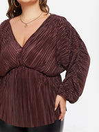 Batwing Sleeve Tie Back Ruched  Blouse