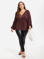 Batwing Sleeve Tie Back Ruched  Blouse