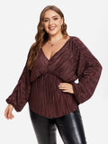 Batwing Sleeve Tie Back Ruched  Blouse
