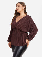 Batwing Sleeve Tie Back Ruched  Blouse