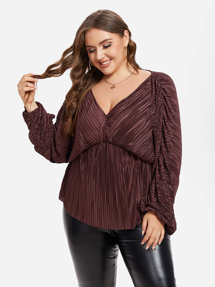Batwing Sleeve Tie Back Ruched  Blouse