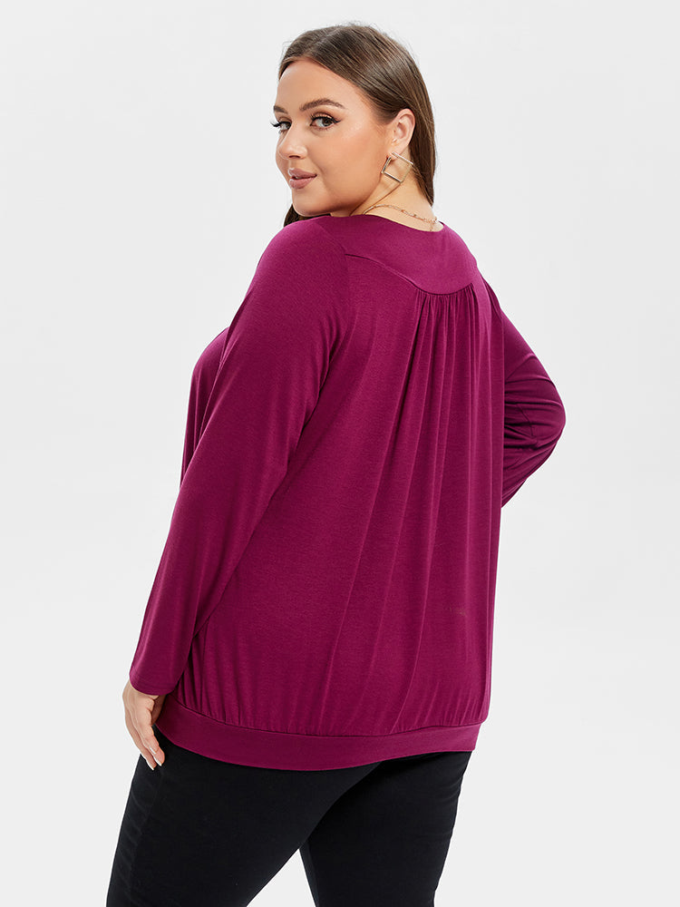 VIP Solid V-Neck Ruched Tee