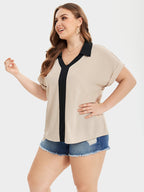 Colorblock Batwing Sleeve Blouse