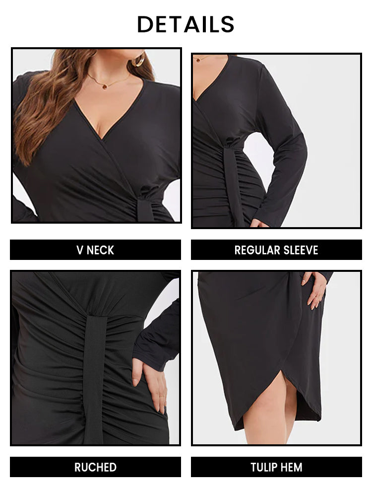 VIP Ruched Side Tulip Hem Midi Dress
