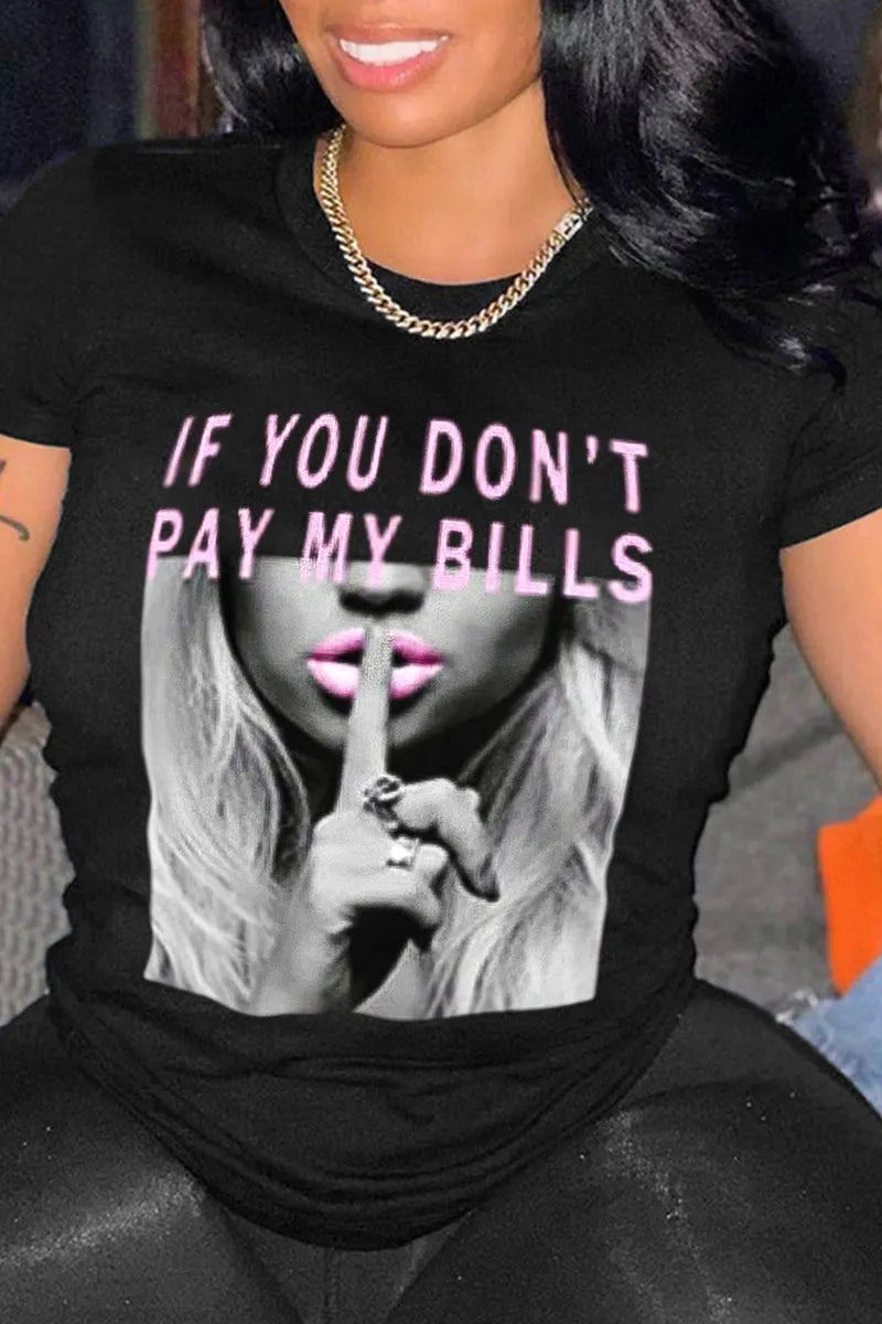 Xpluswear Plus Size Casual Graphic Print O Neck T-Shirt