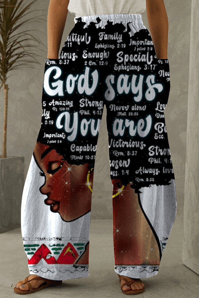 Xpluswear Plus Size African Print Comfort Pants-Grey