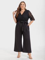 VIP Contrast Lace Pocket Belted Jumpsuit