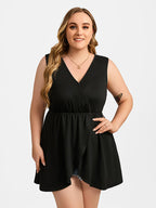 VIP Plus Black Crisscross V-Neck Elastic Waist Blouse