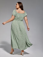 VIP Plus Sage Green Floral Off-Shoulder Maxi Dress