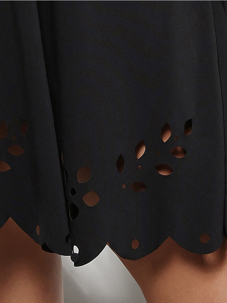 Plus Black Hollow Out Midi Dress