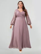 V-Neck Patchwork Lace Dress