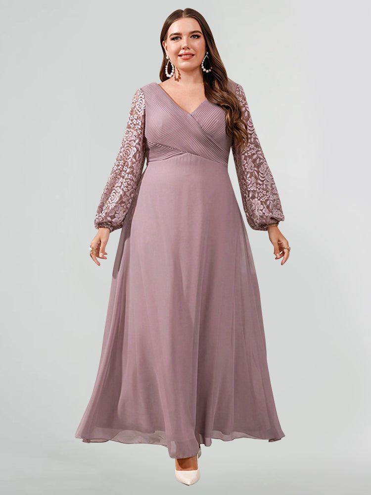 V-Neck Patchwork Lace Dress