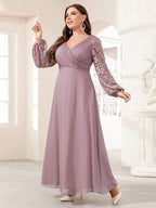 V-Neck Patchwork Lace Dress