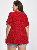 Plus Floral V-Neck Flutter Sleeve Twist Blouse