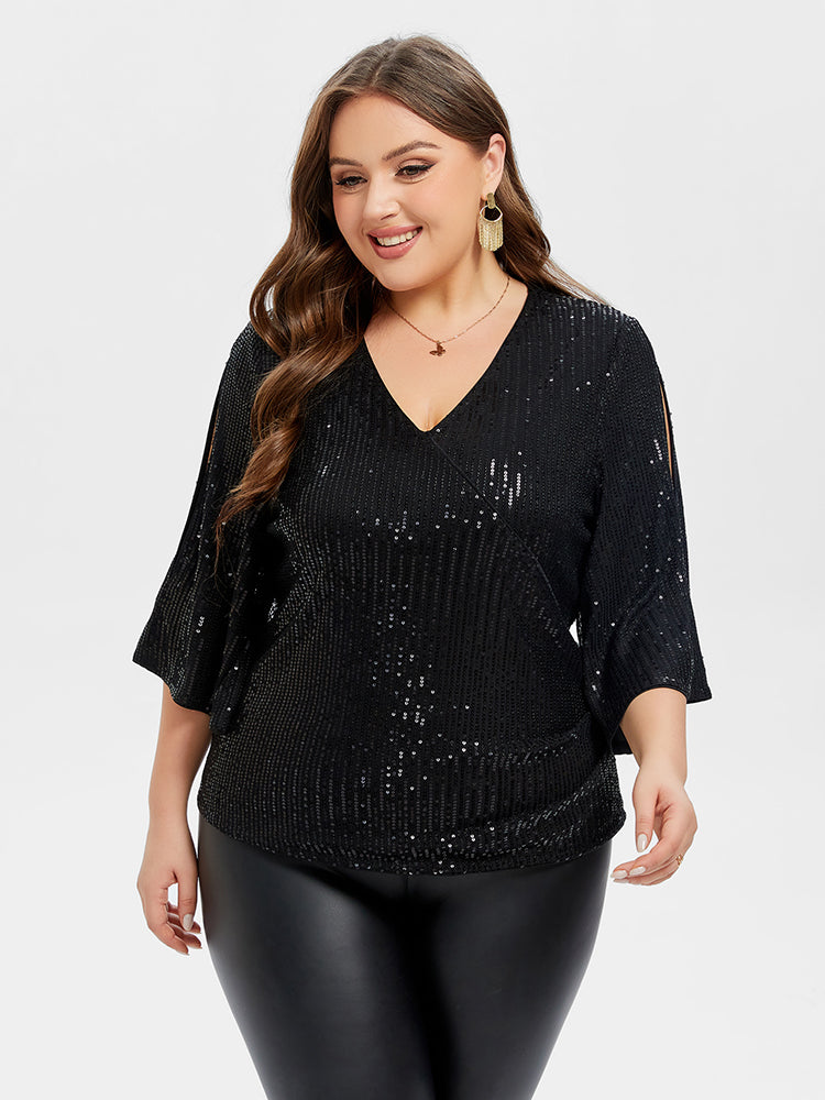 Sequin Cold Shoulder Blouse