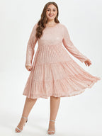 Solid Ruffle Hem Sequin Midi Dress