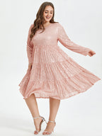 Solid Ruffle Hem Sequin Midi Dress
