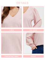 V-Neck Puff Sleeve Blouse