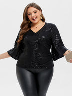 Sequin Cold Shoulder Blouse