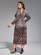 Plus Water Ripple Cut Out Midi Dress