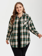 Plaid Pocket Drop Shoulder Blouse